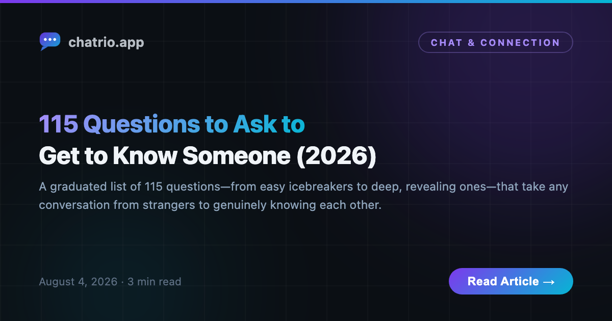 A graduated list of questions that take two people from strangers to genuinely knowing each other