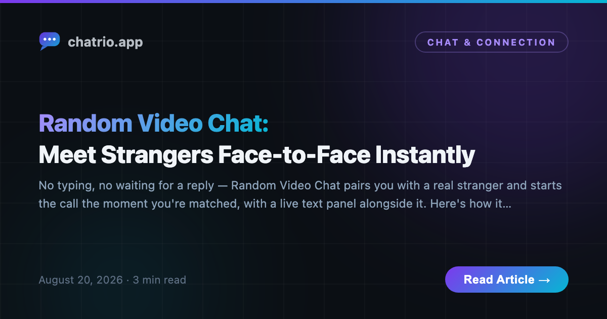 Two video call windows connecting instantly, representing Chatrio's Random Video Chat matching two strangers face-to-face