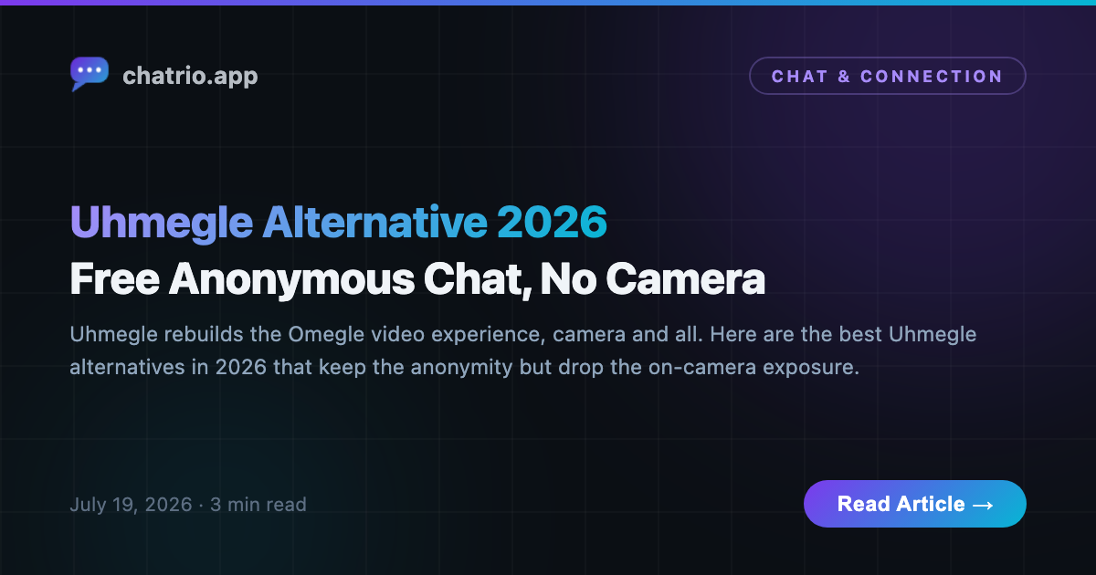 Best Uhmegle alternative in 2026 — free anonymous chat, no camera