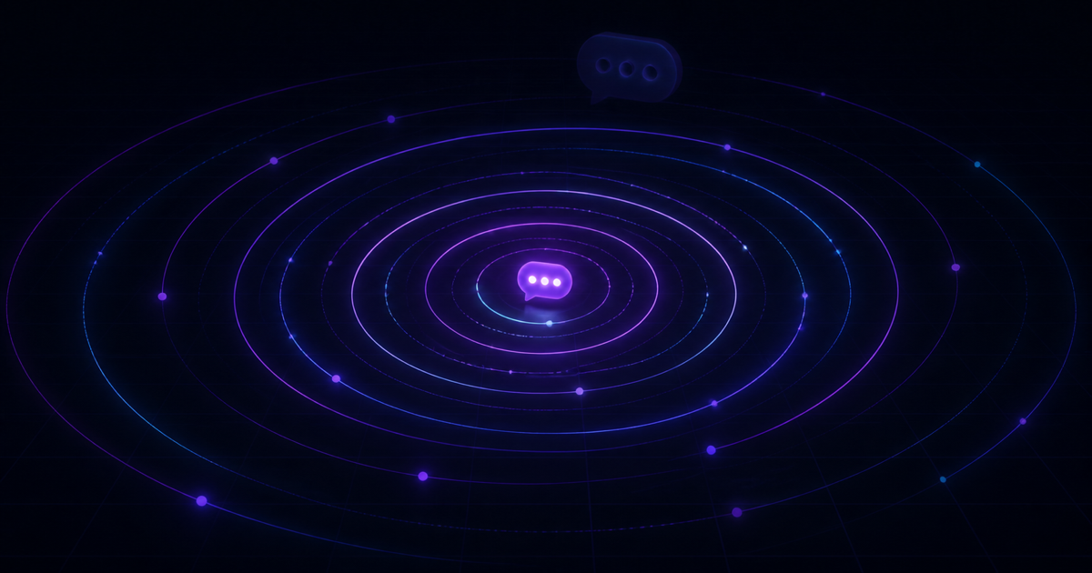 A notification bubble surrounded by repeated orbital rings, representing limerence